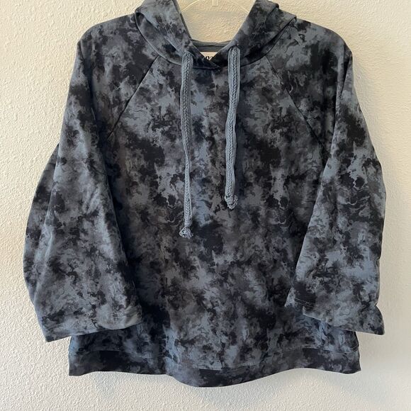 PACT Hoodie Womens M Dark Cloud Bounce Bell Sleeve Sweatshirt Blue Gray Boho - Picture 5 of 14